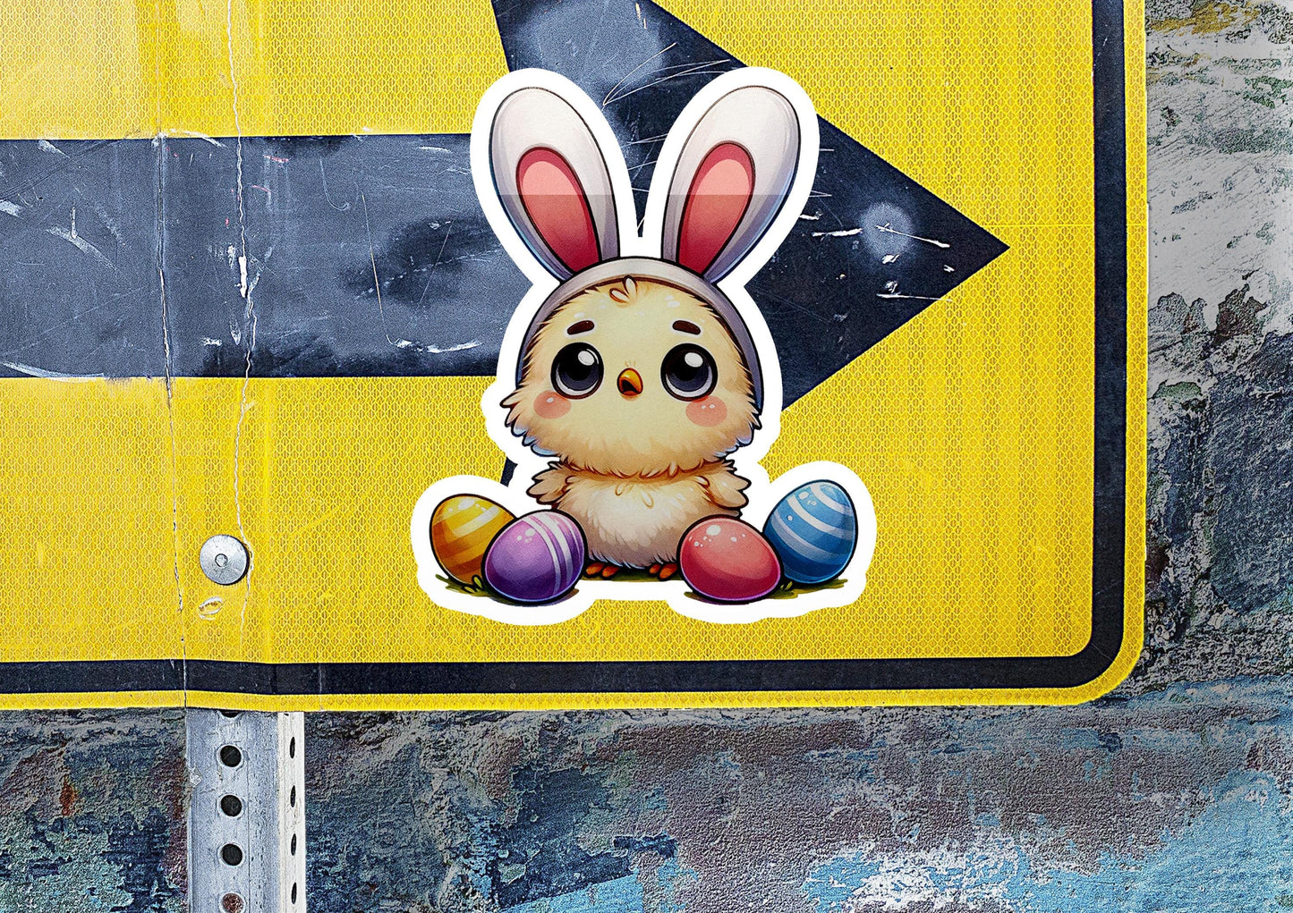 a sticker of a bunny rabbit sitting on top of an easter egg