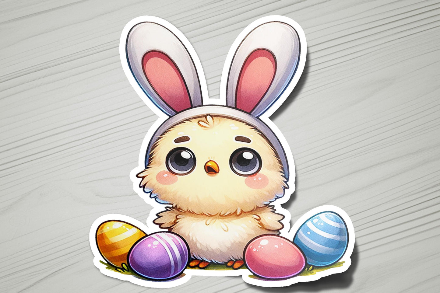 a sticker of a chicken with an easter egg