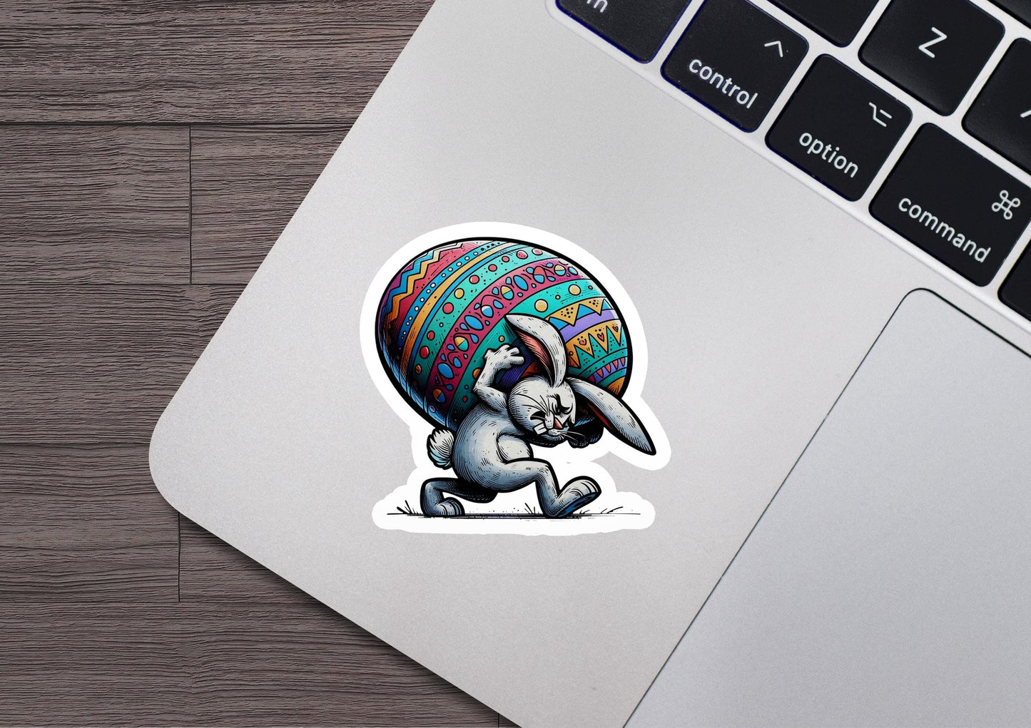 a laptop with a sticker of an elephant carrying a colorful ball