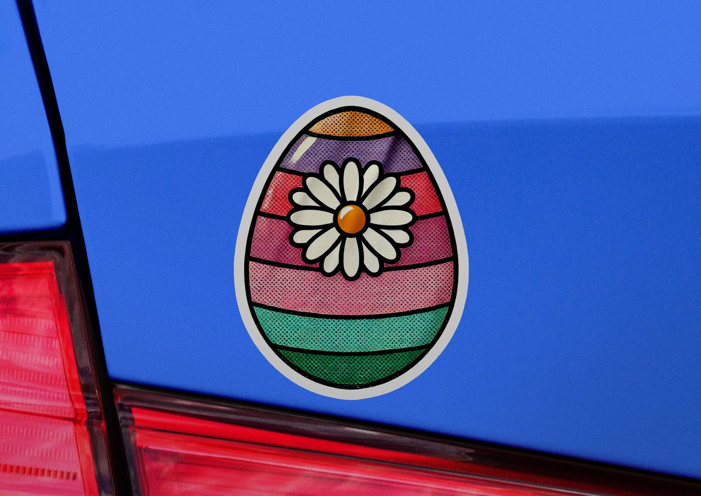 a close up of a car with a sticker on it