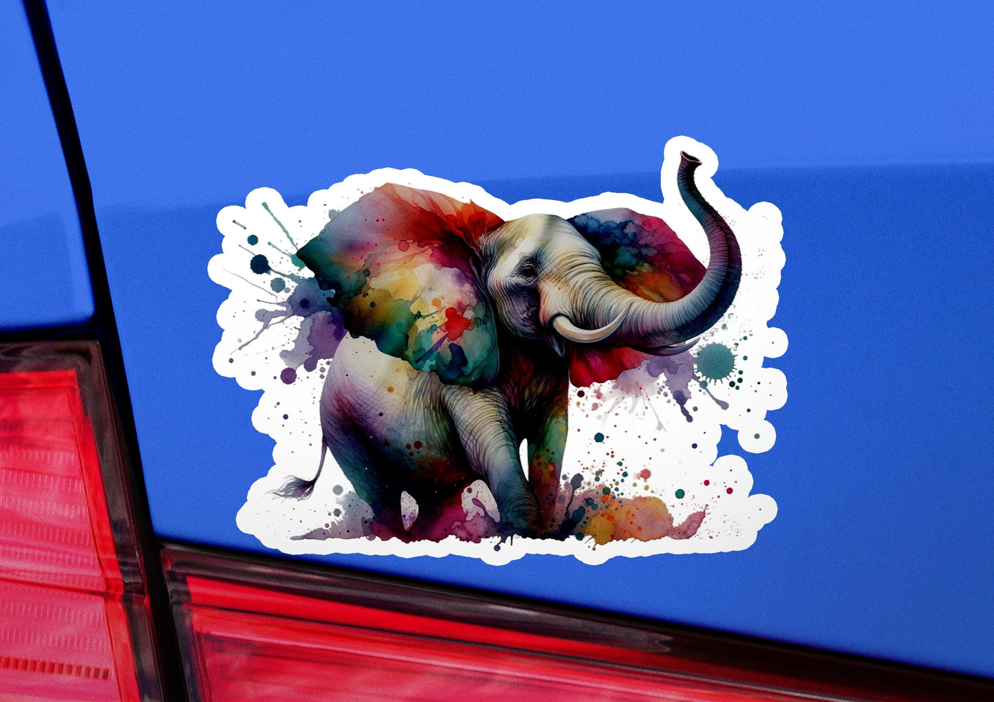 an elephant sticker on the back of a car