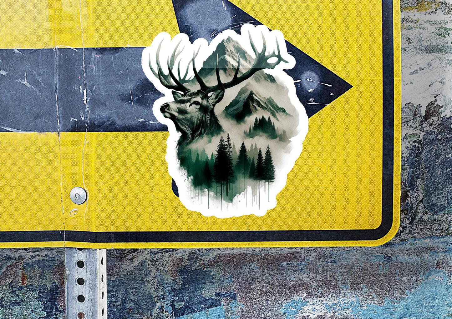 a street sign with a picture of a deer on it