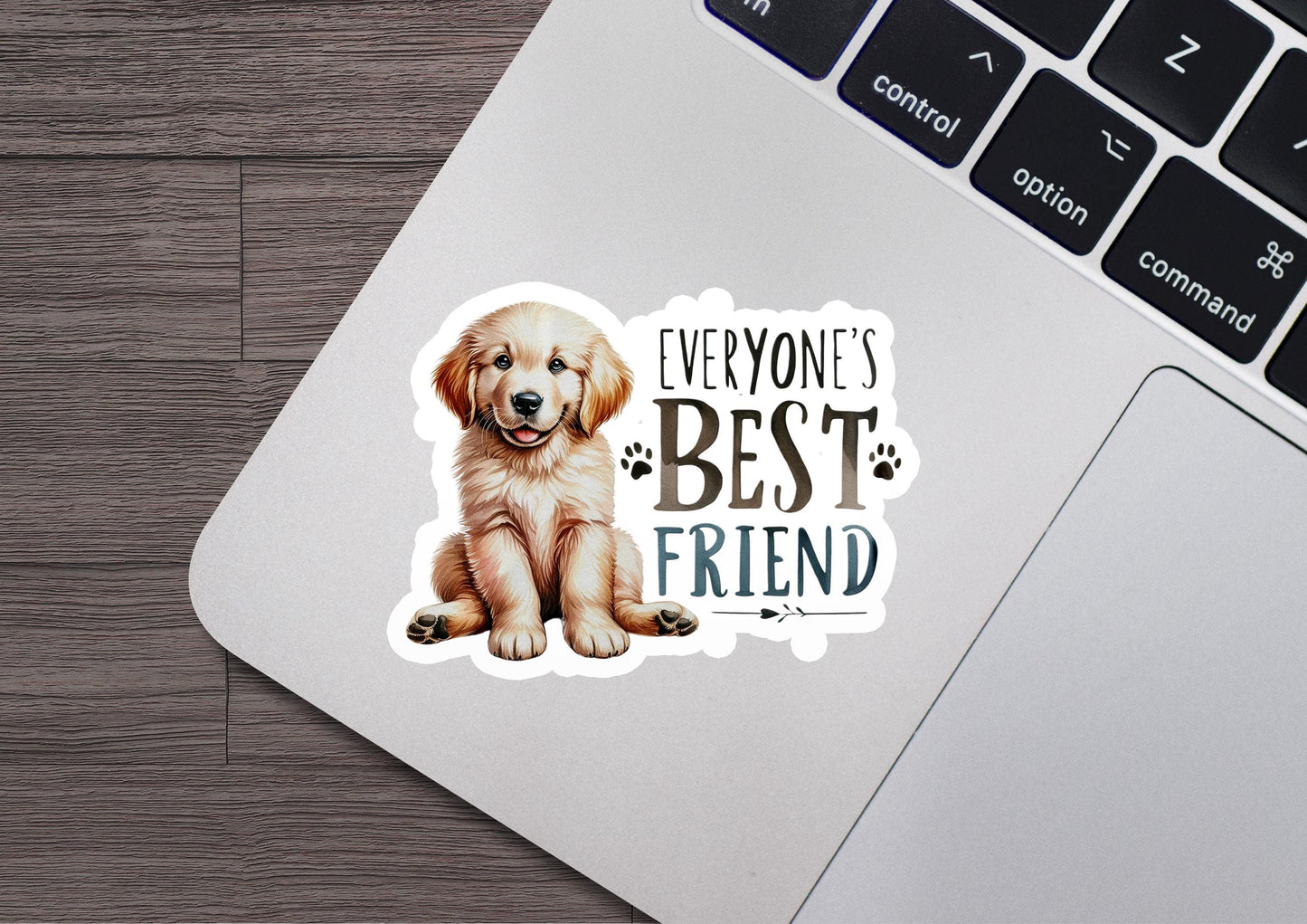 a laptop with a sticker of a dog on it