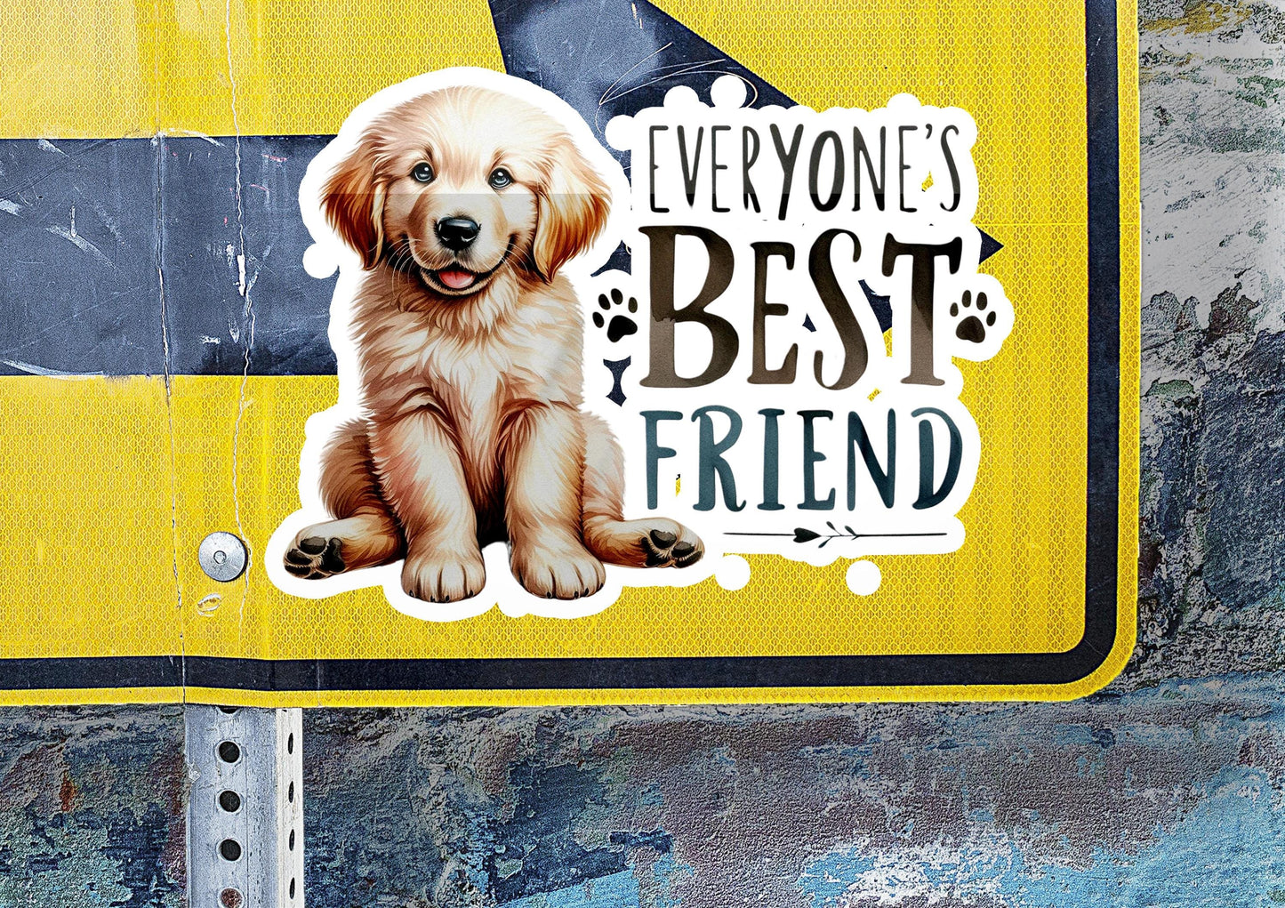 a yellow sign with a picture of a dog on it
