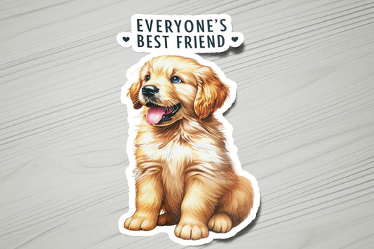 a sticker of a dog sitting on top of a table