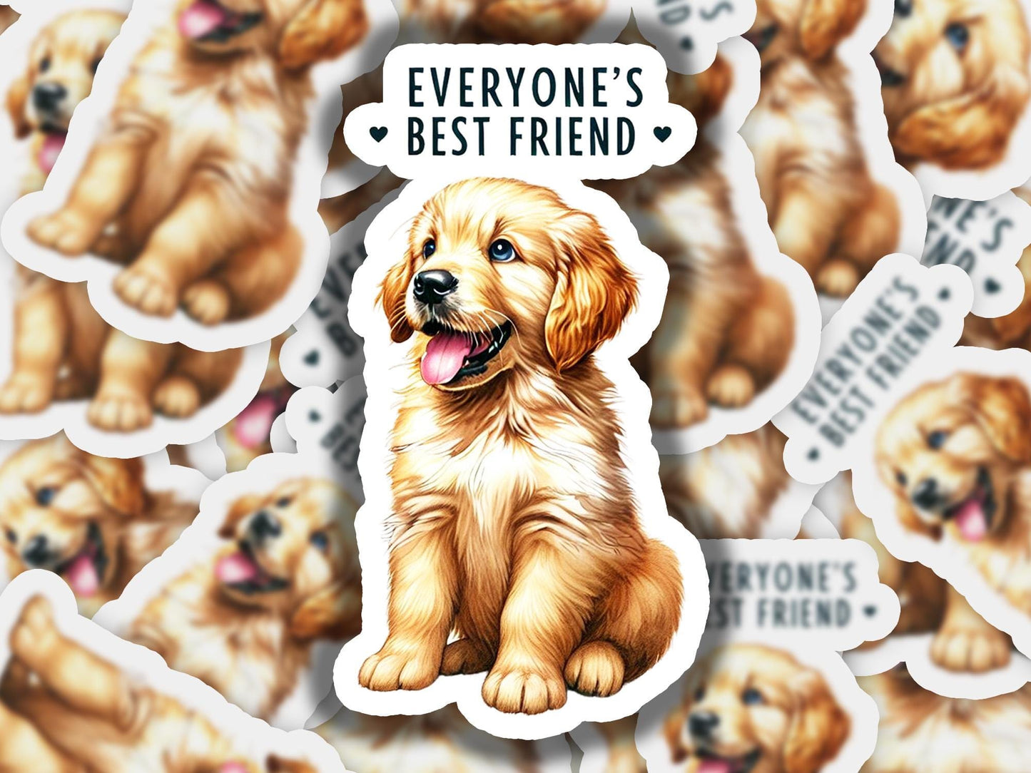 a bunch of stickers with a picture of a dog