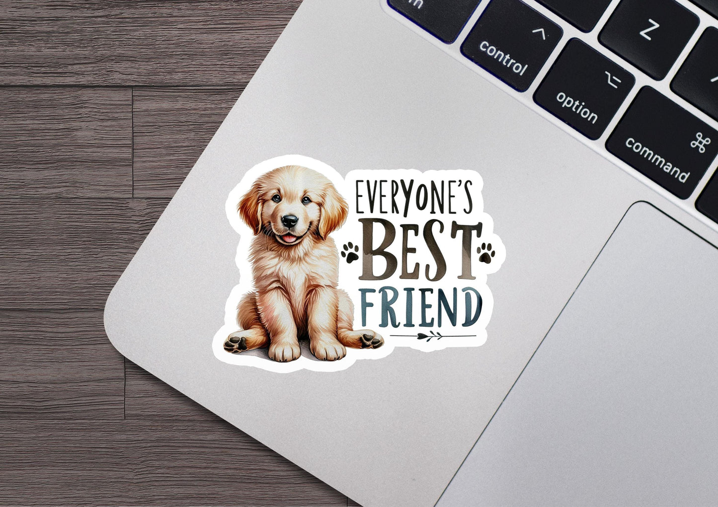 a laptop with a sticker of a dog on it