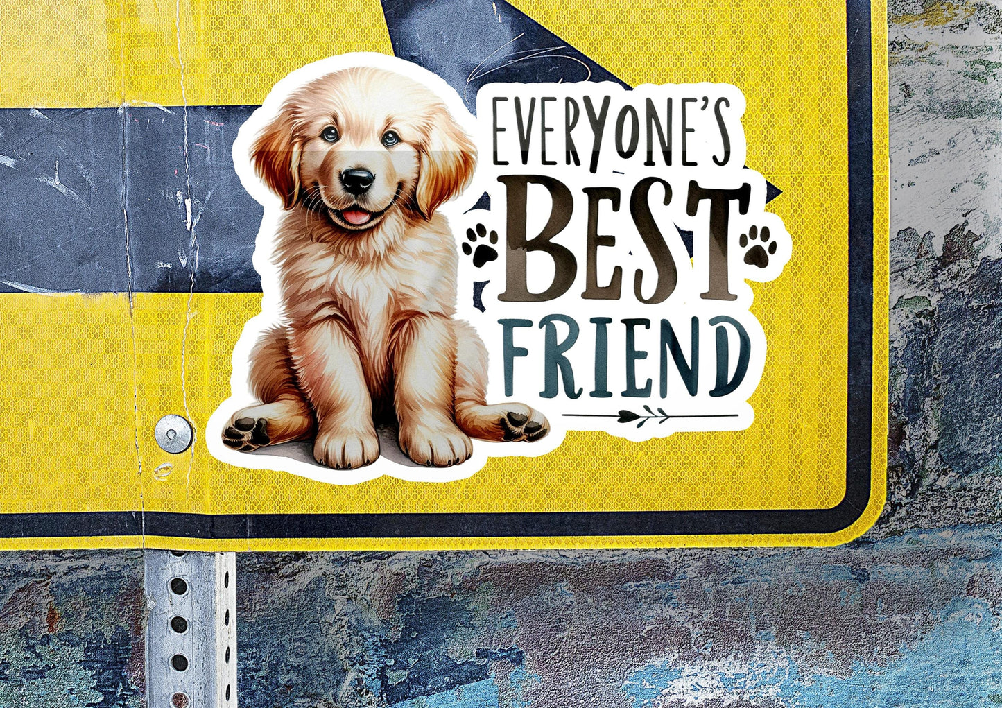 a yellow sign with a picture of a dog on it