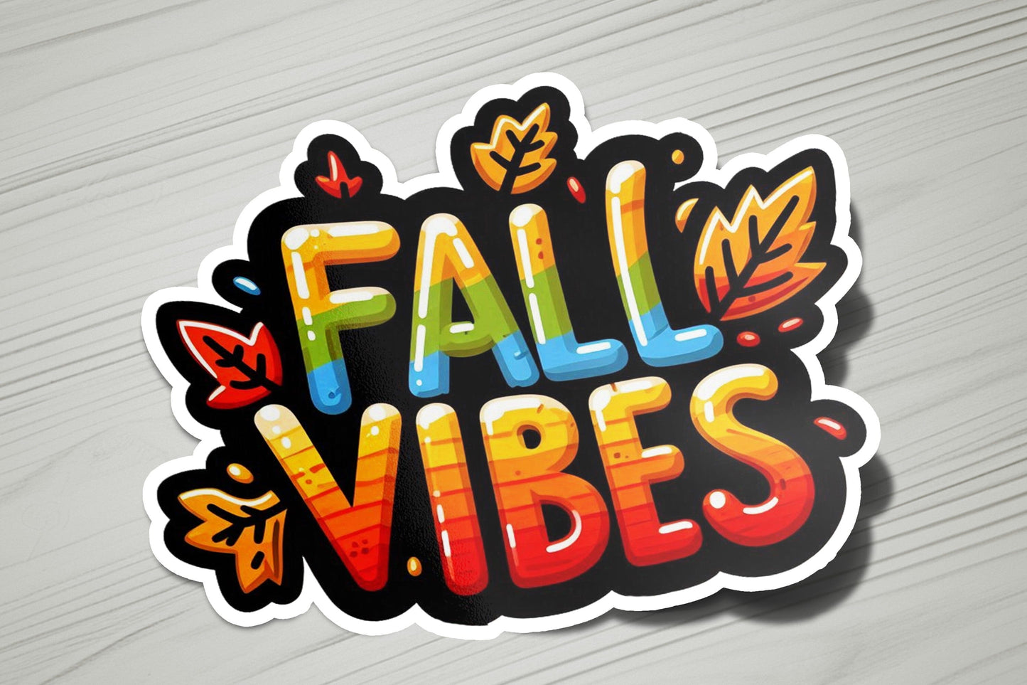 a sticker that says fall vibes on it