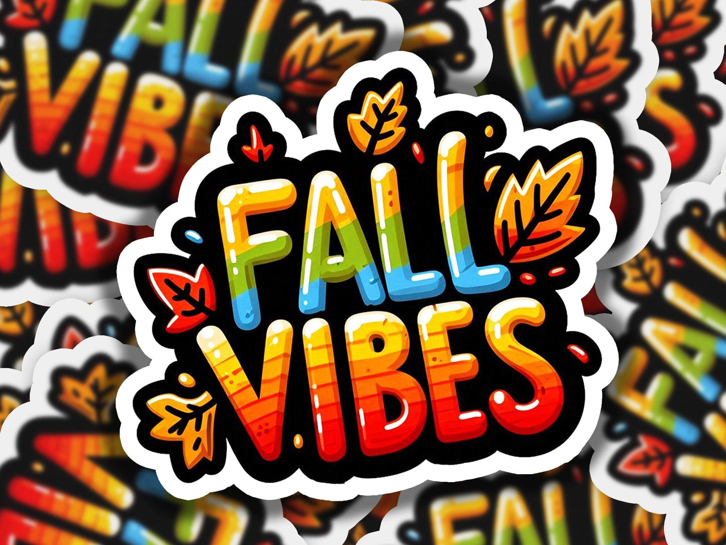 a bunch of stickers that say fall vibes
