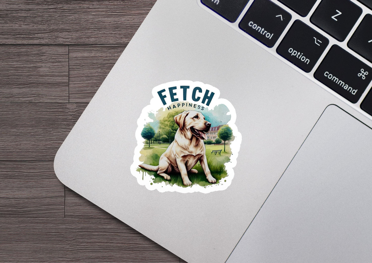 a sticker of a dog sitting on top of a laptop