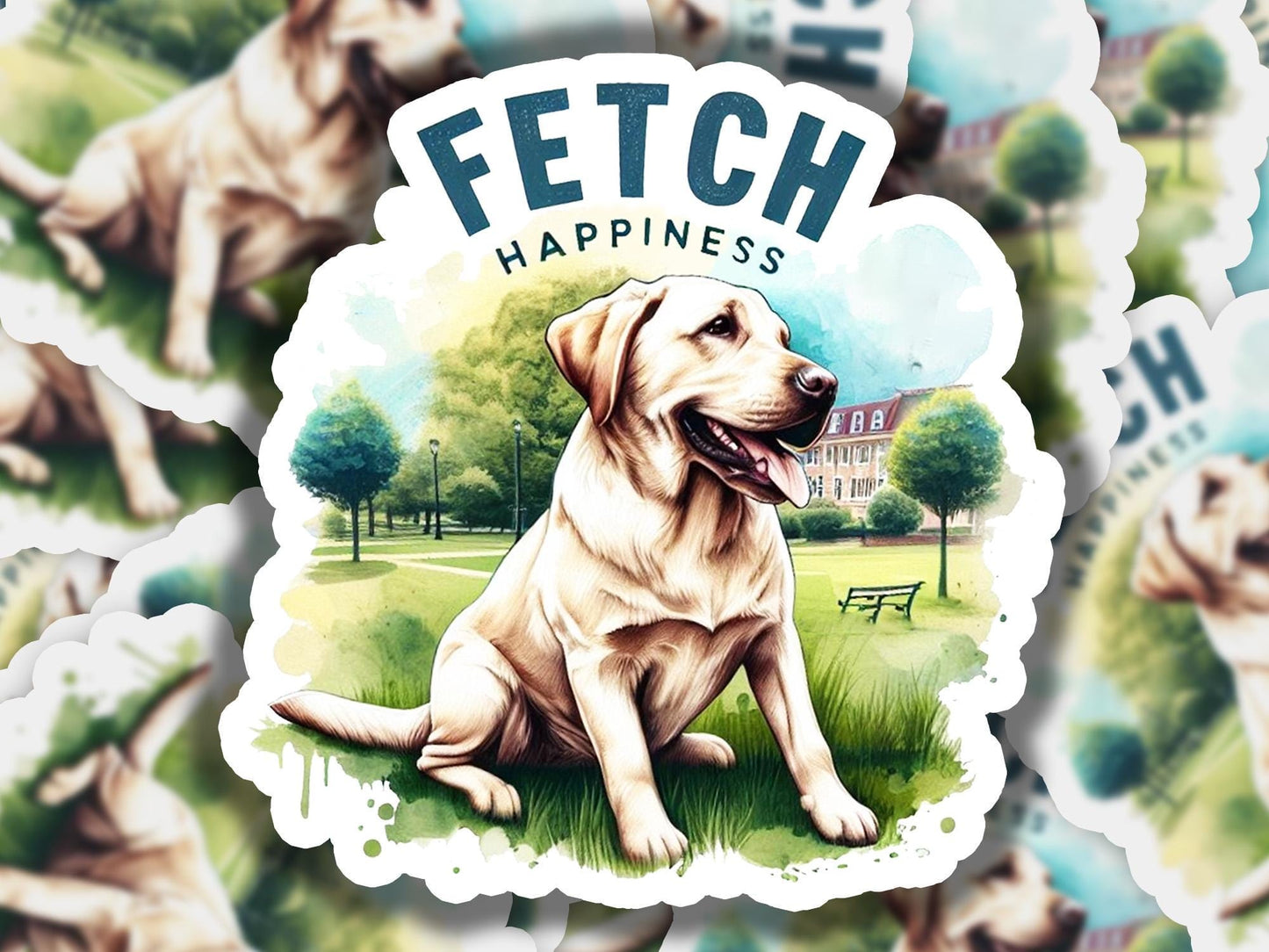 a sticker with a picture of a dog on it