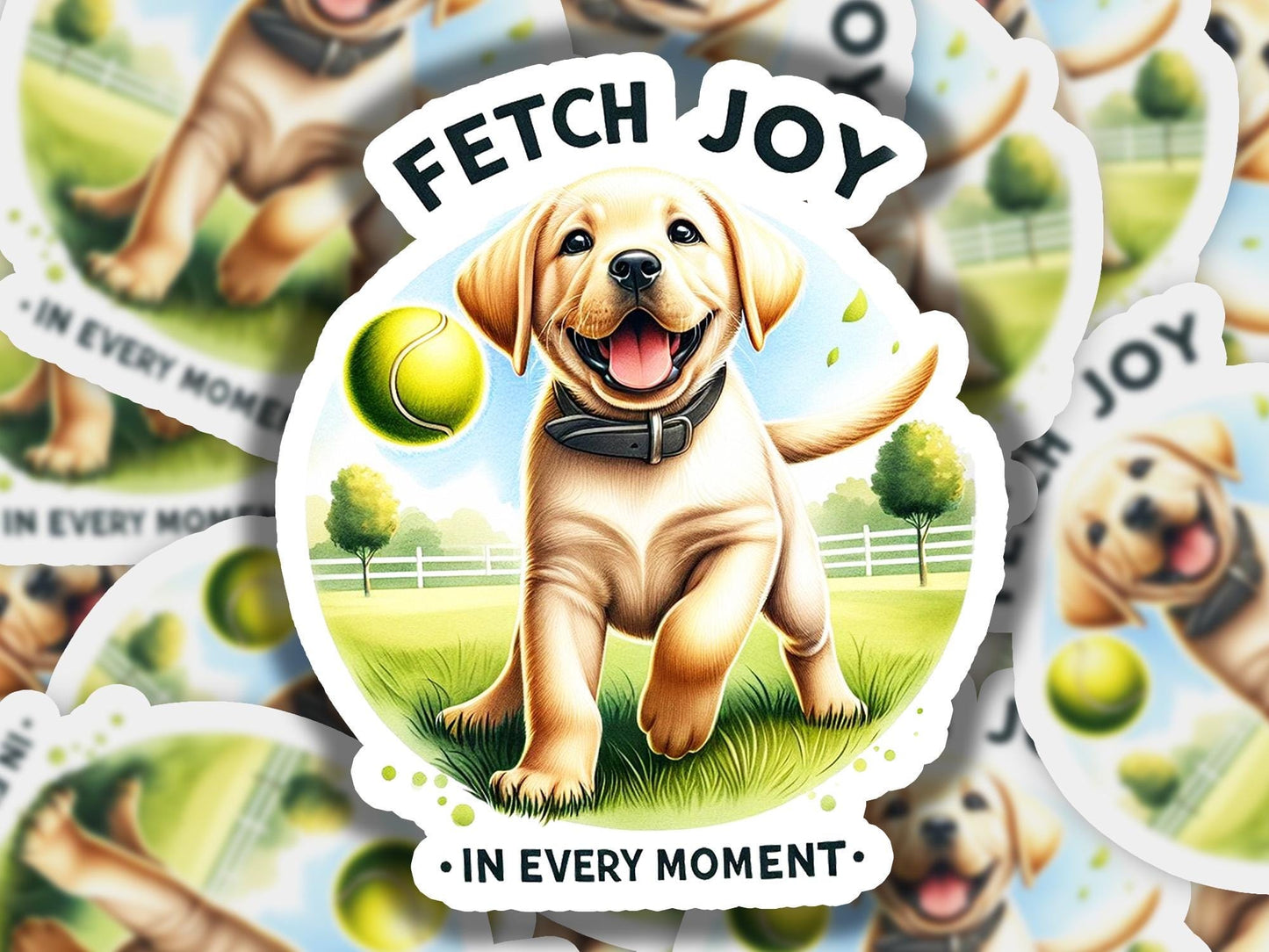 a bunch of stickers with a picture of a dog