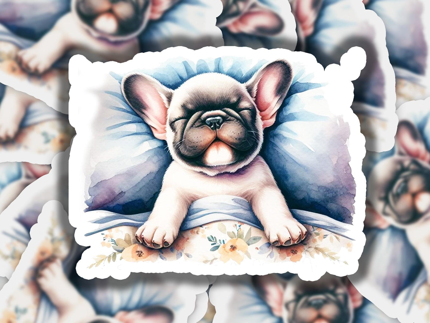 a picture of a dog with a pillow on it