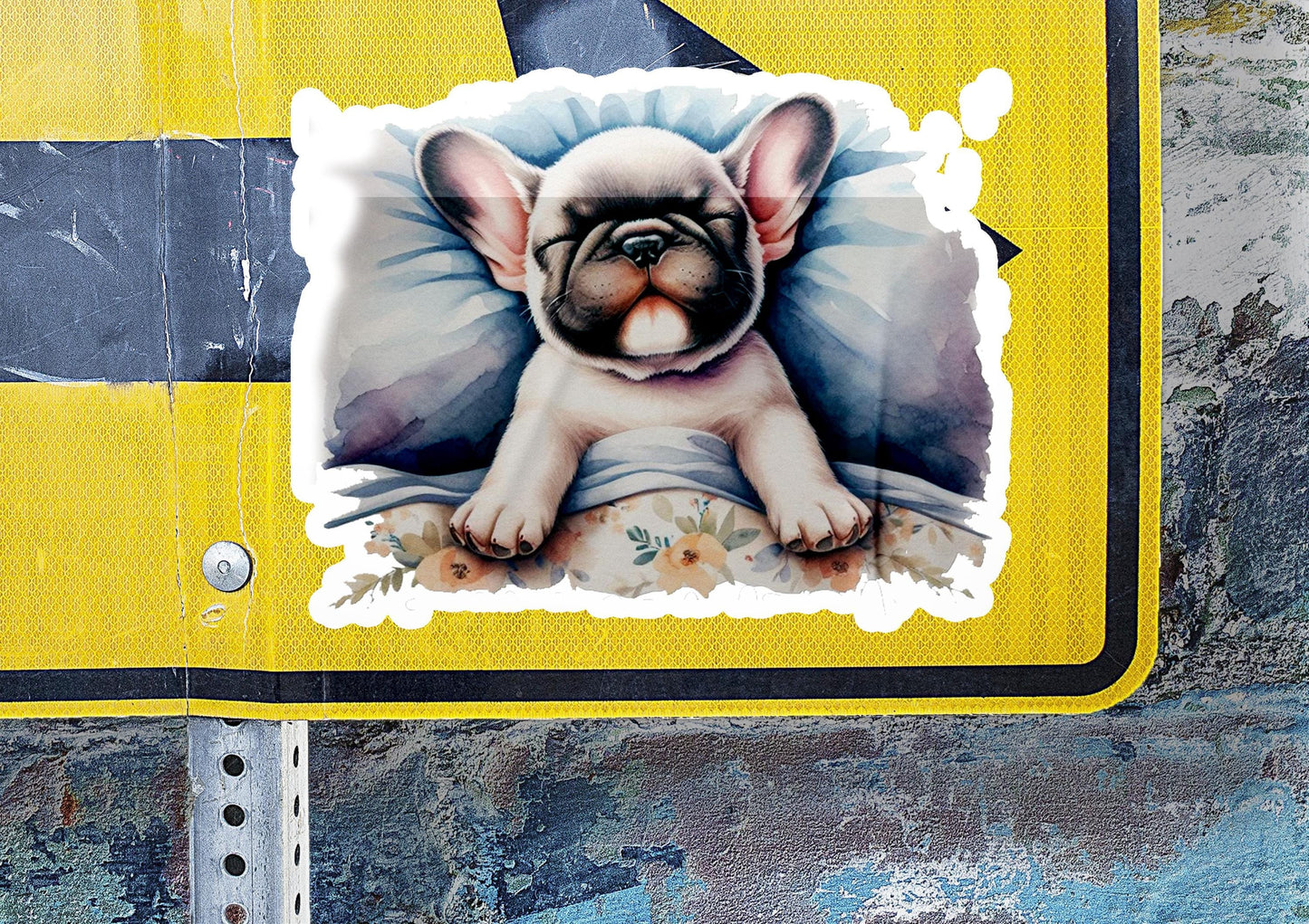 a sticker with a picture of a dog on it
