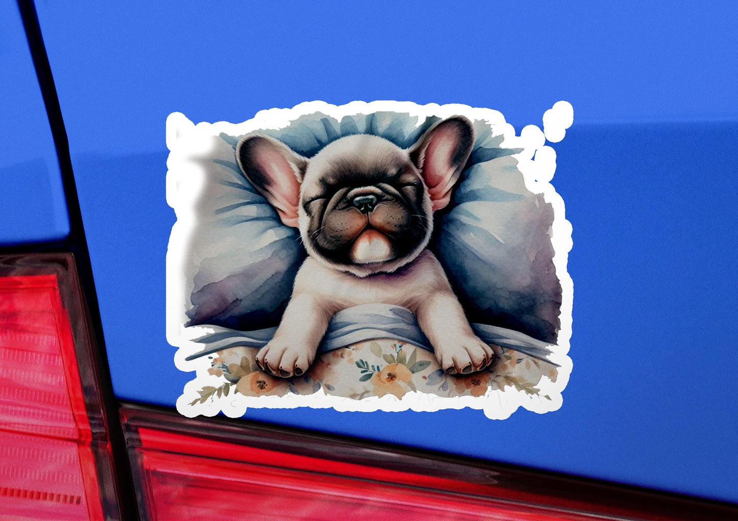 a sticker of a dog with a blanket on it's back