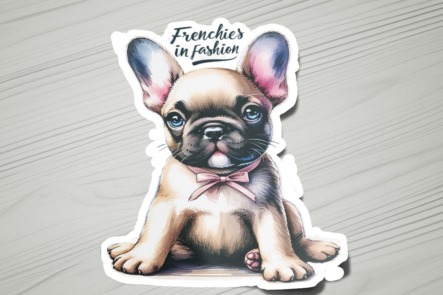 a sticker of a dog wearing a bow tie