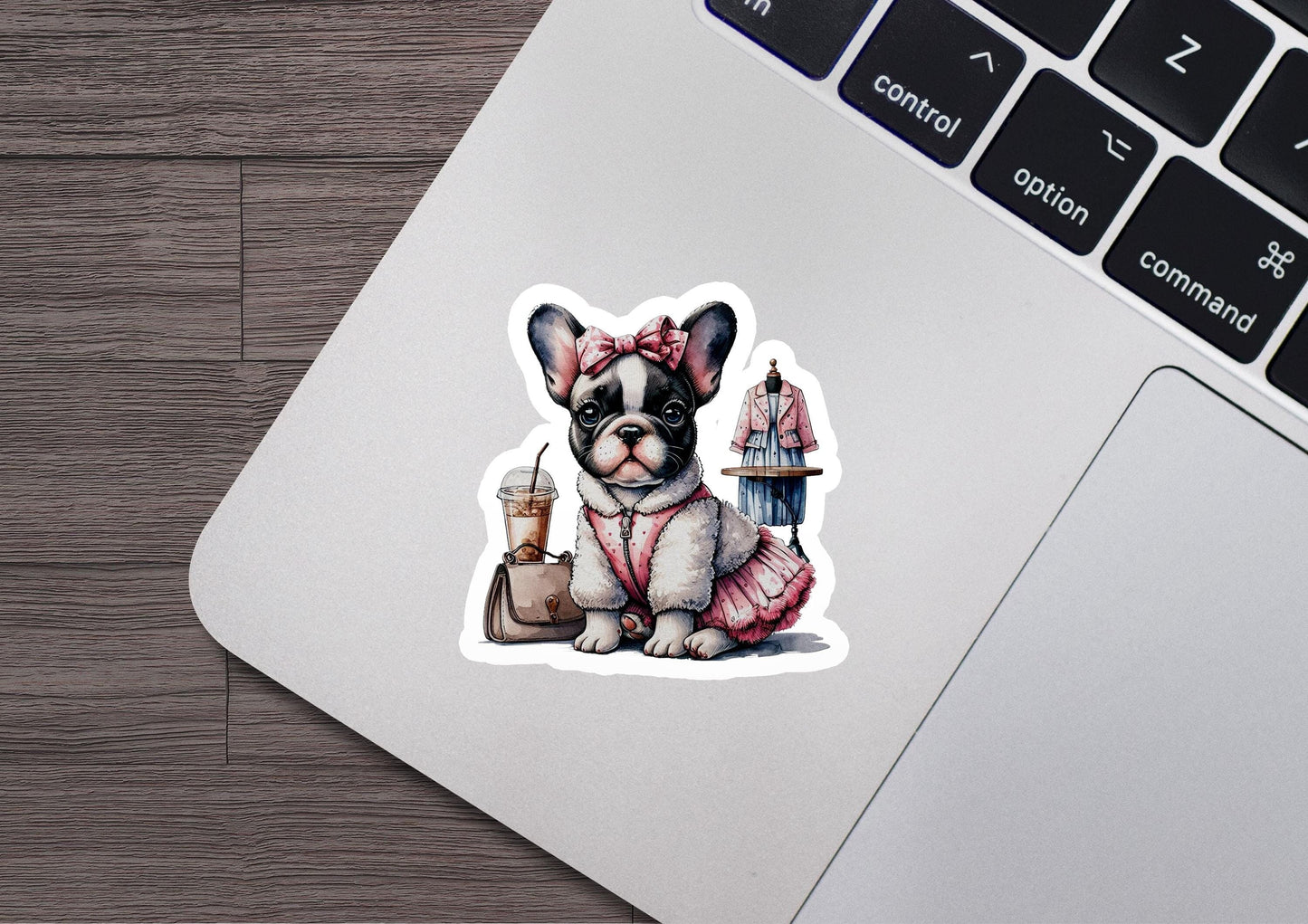 a sticker of a dog sitting on a laptop