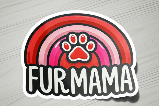 a sticker with the word fur mama on it