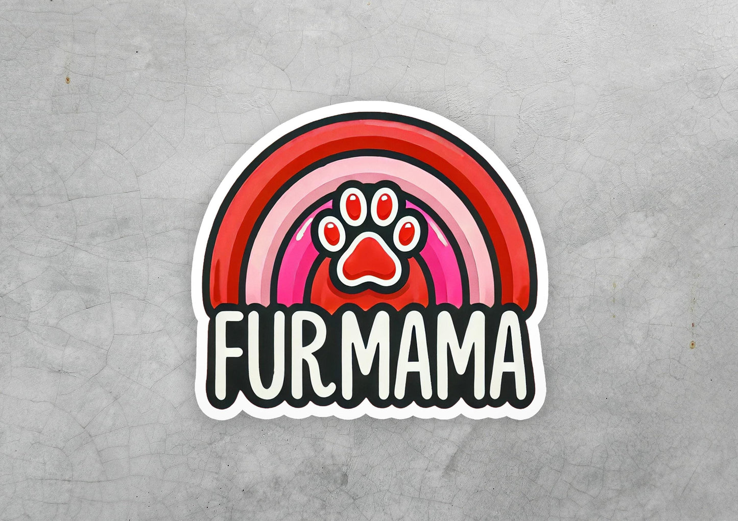 a sticker that says fur mama with a paw on it