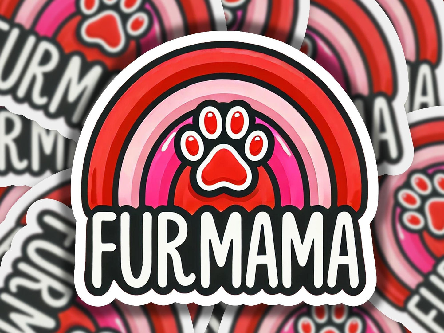 a bunch of stickers with a dog paw on them