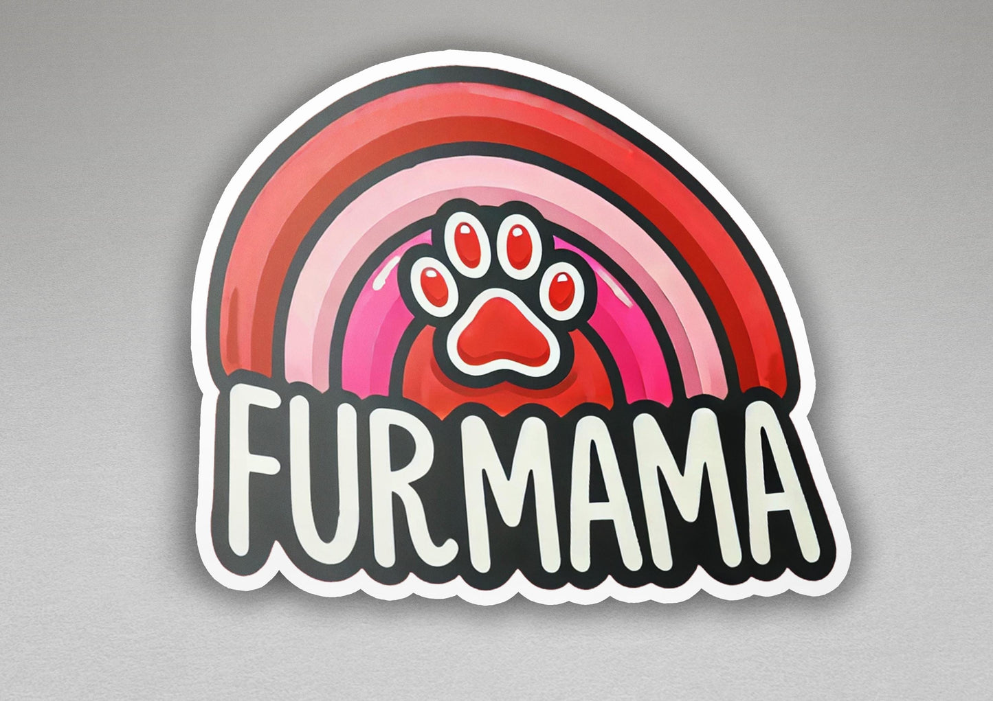 a sticker that says fur mama with a paw on it