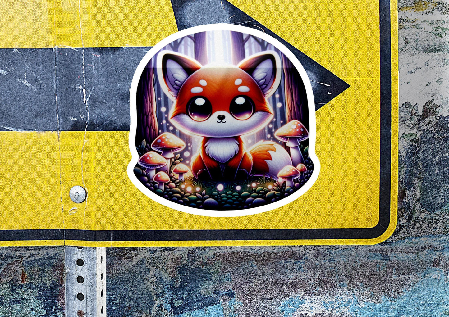 a close up of a street sign with a picture of a fox