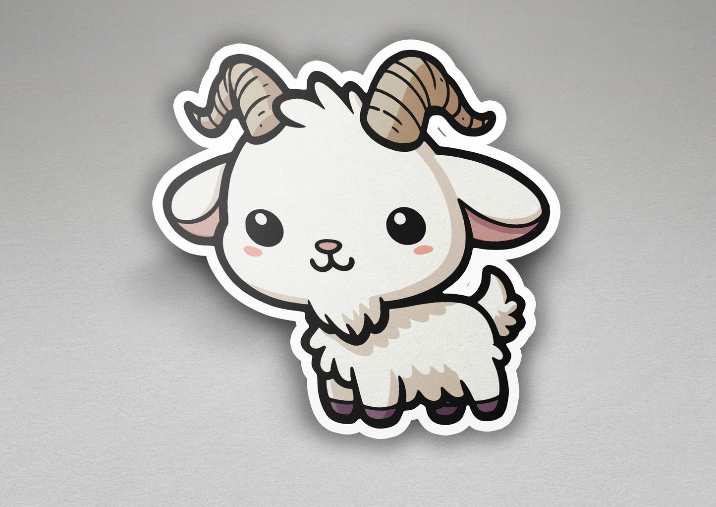 a sticker of a ram with horns on it