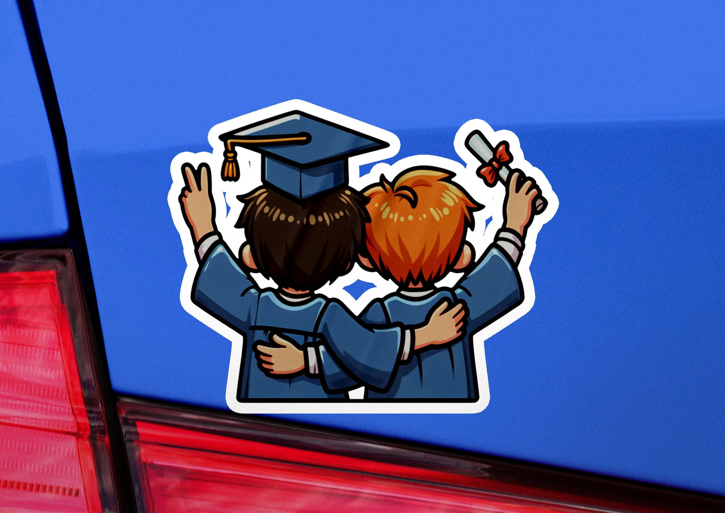 a couple of people that are in the back of a car
