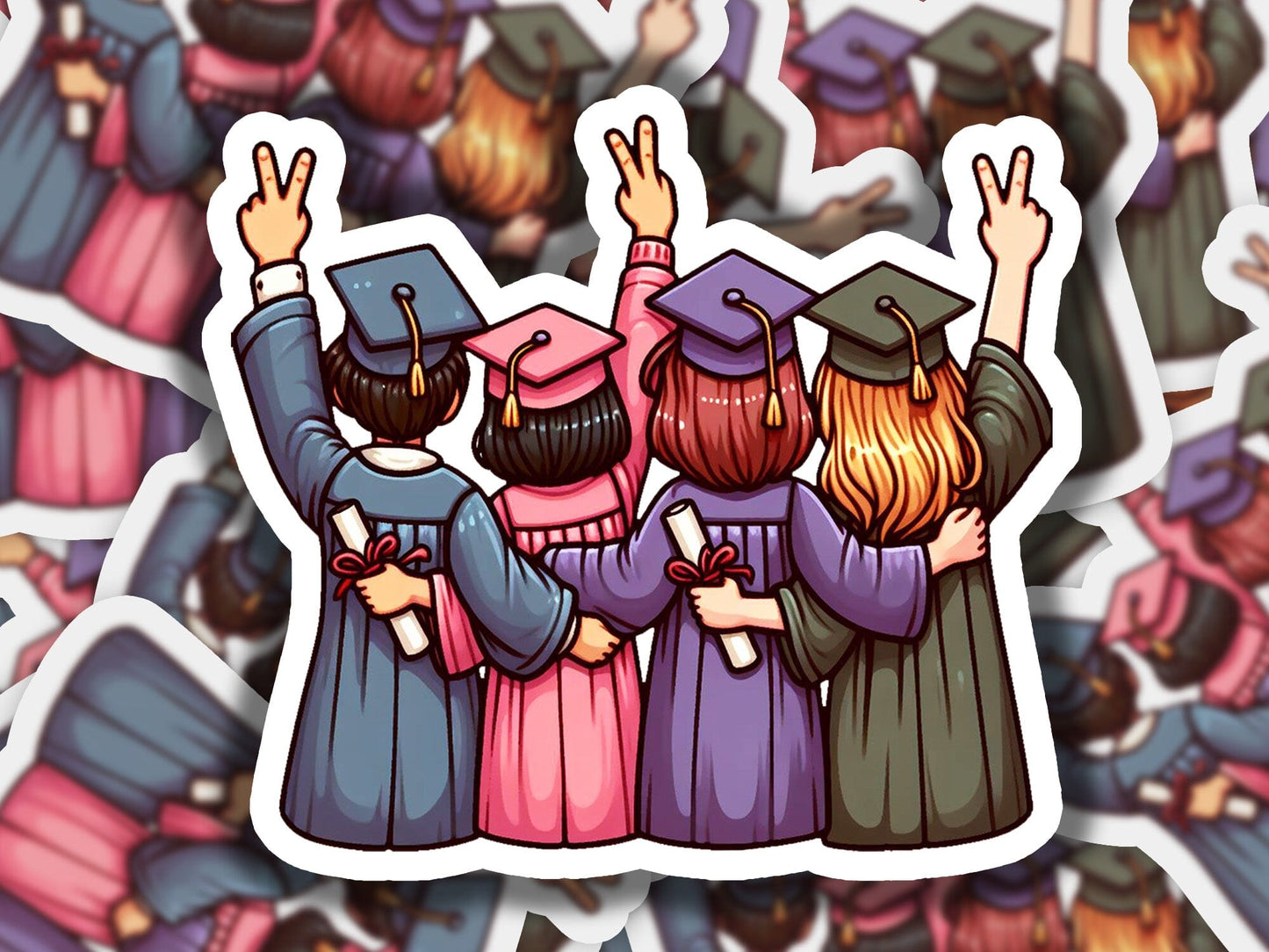 a bunch of stickers of people in graduation caps and gowns