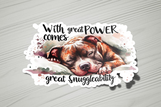 a sticker with a picture of a dog sleeping