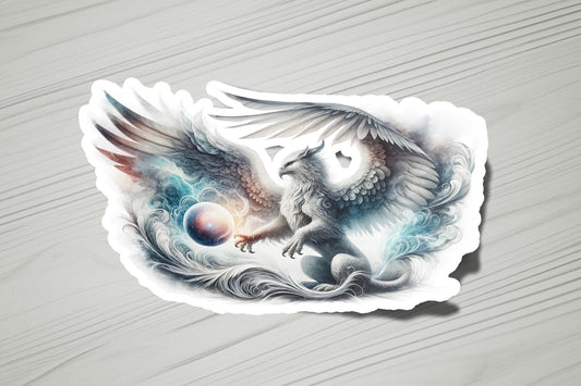 a sticker with a picture of an owl and a bird on it