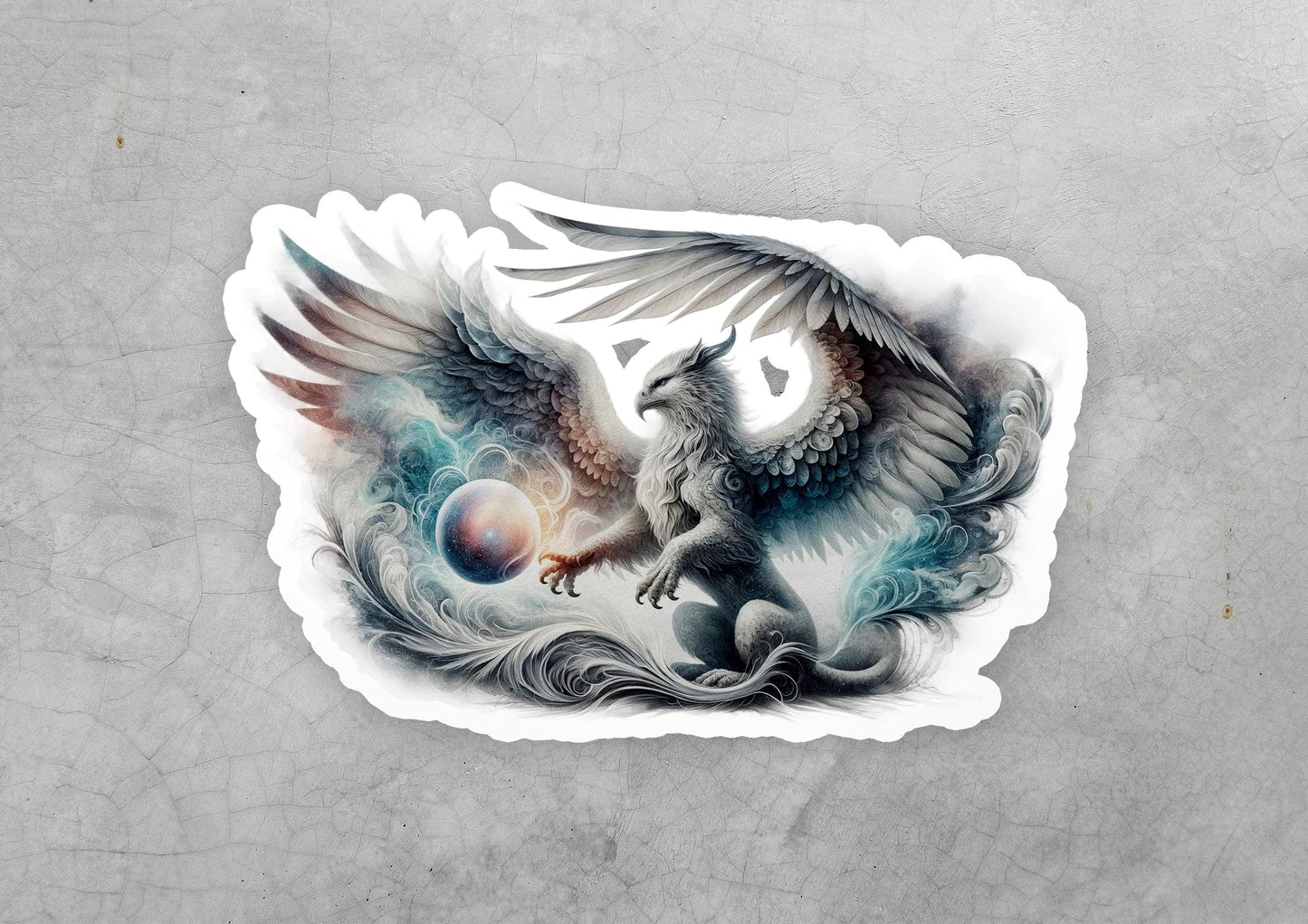 a sticker of a bird with wings on it