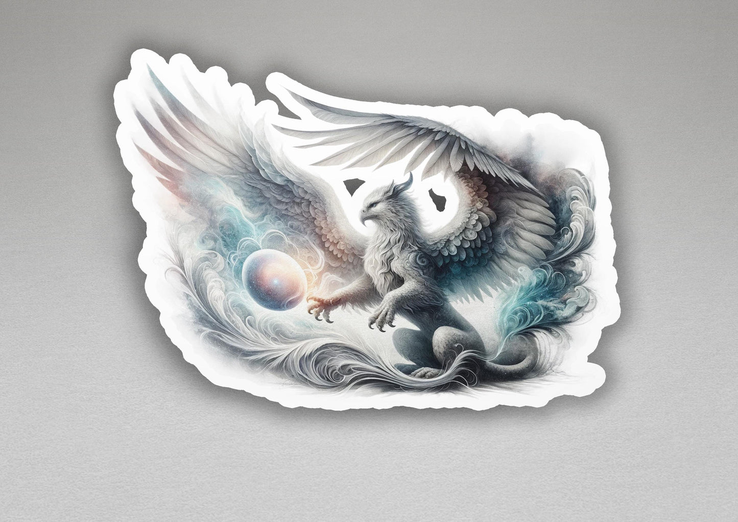 a sticker with a picture of an owl holding a ball