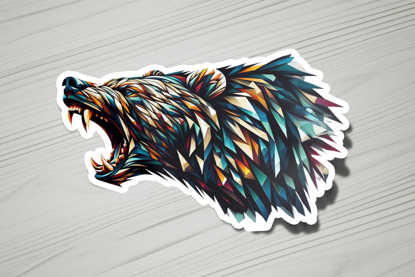 a sticker with a bear's head on it