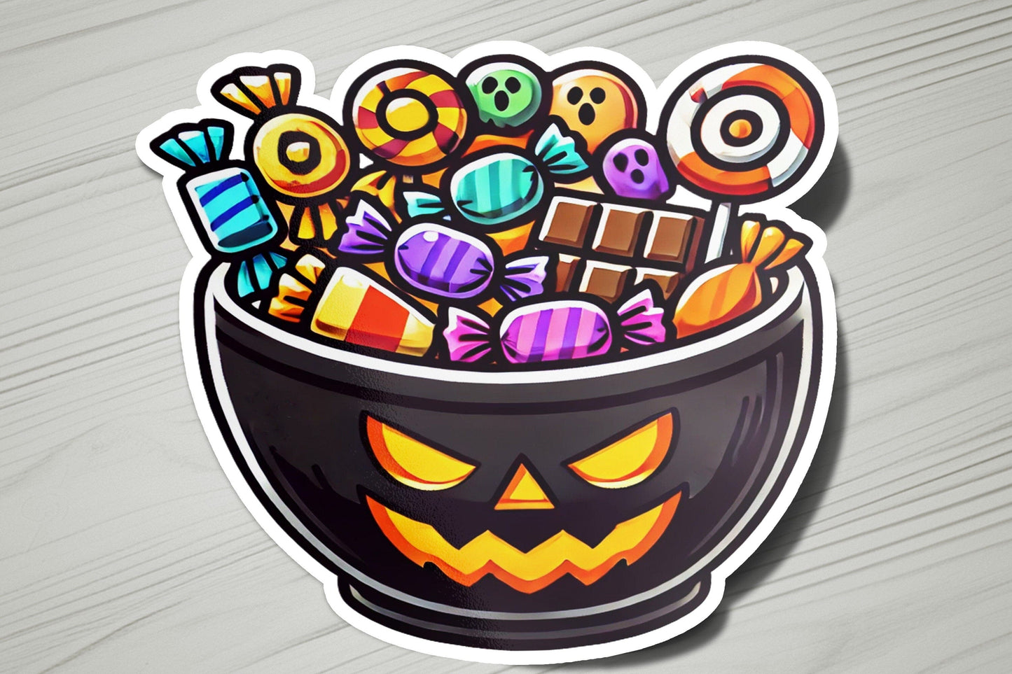 a sticker of a bowl full of candy
