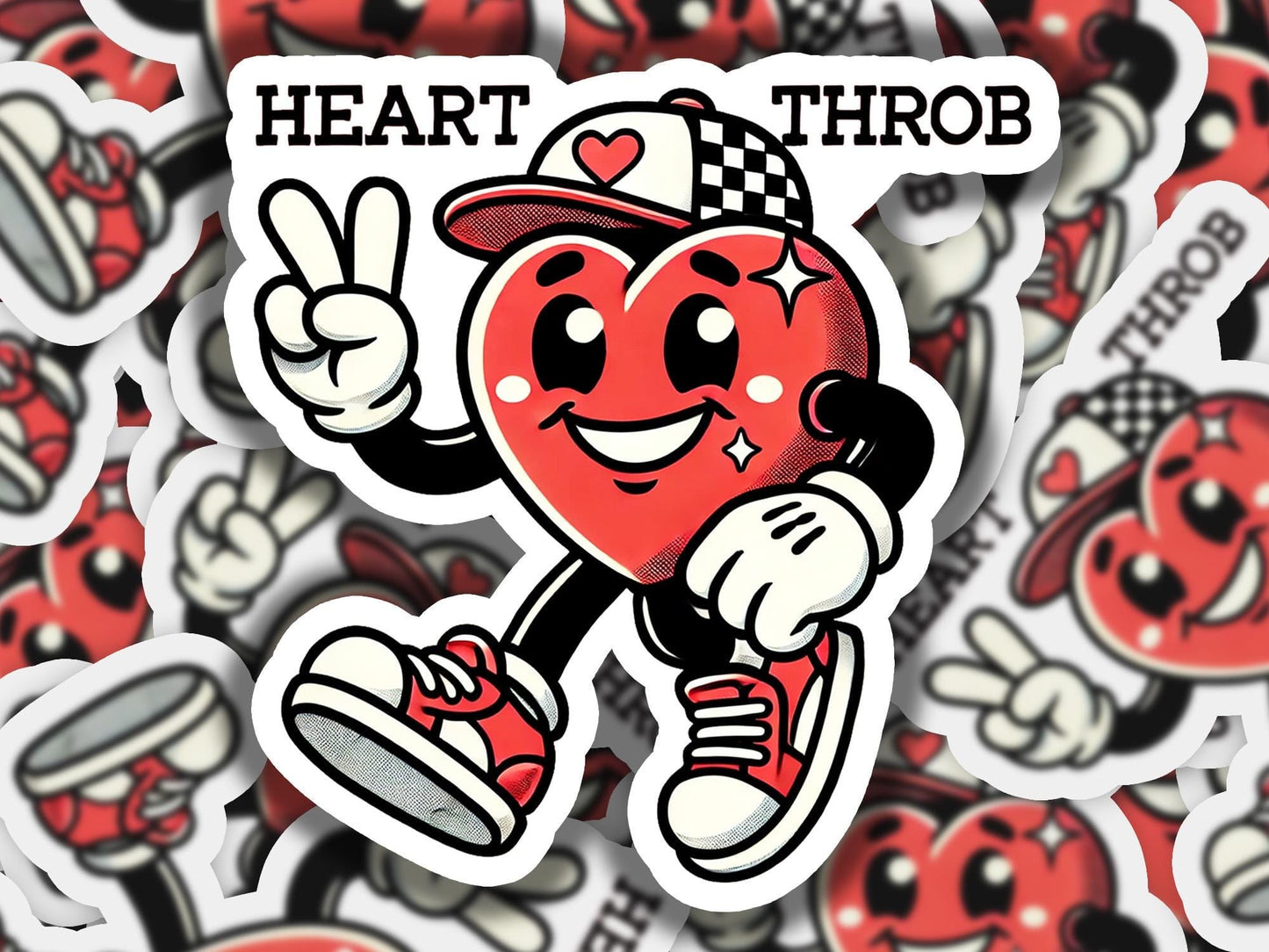 a sticker of a heart surrounded by hearts