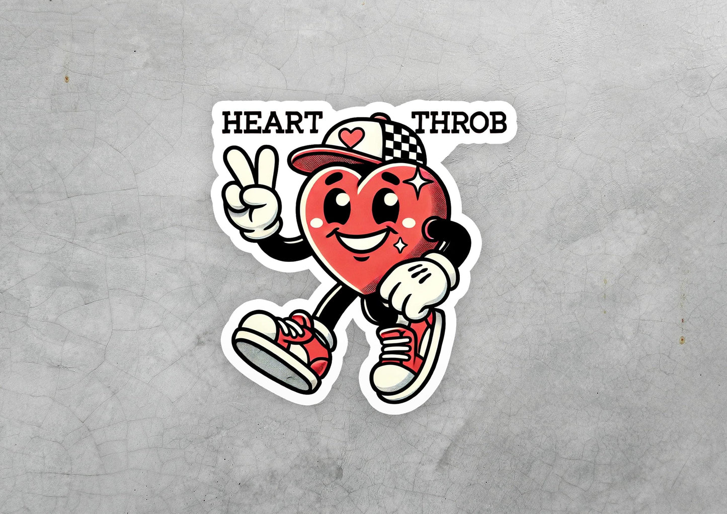 a sticker of a heart with a hat on