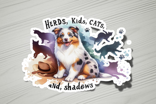 a sticker of a dog sitting on top of a table