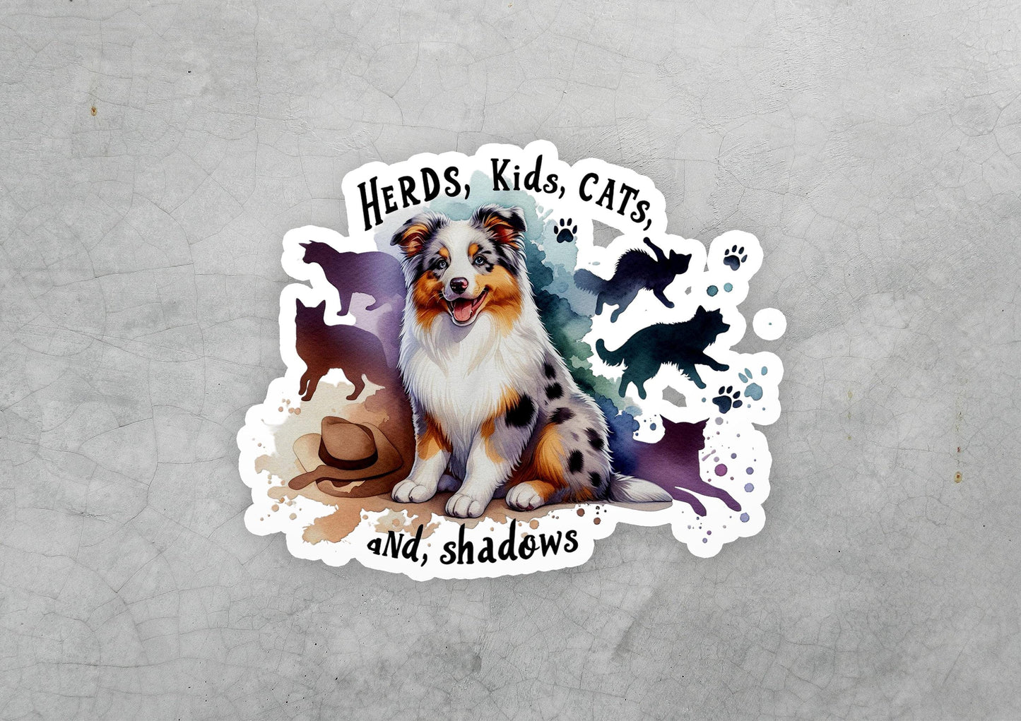a sticker of a dog sitting on the ground