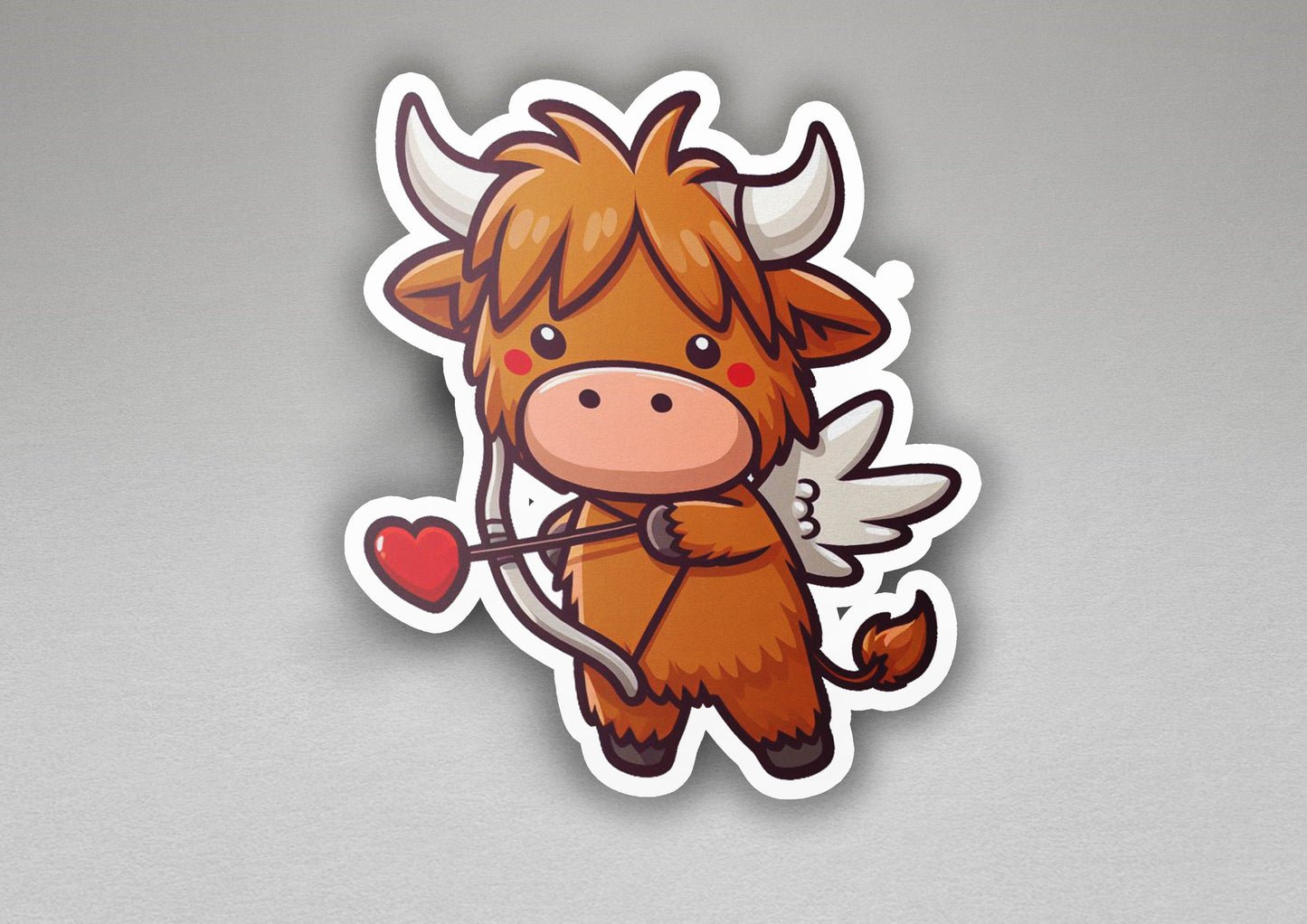 a sticker of a bull with a bow and arrow