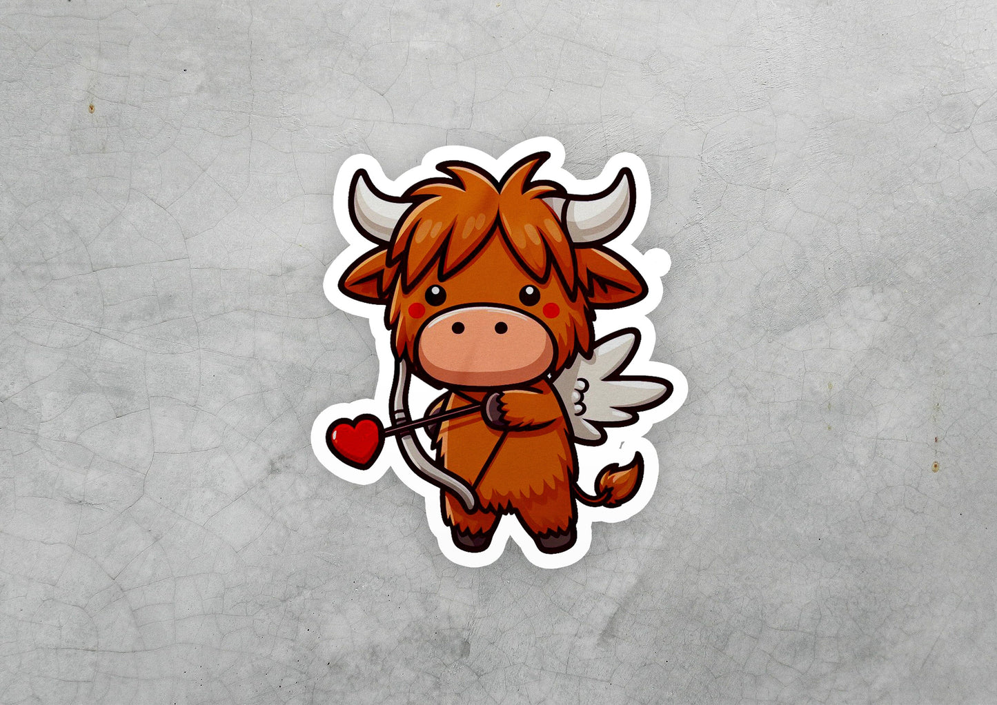 a sticker of a bull with a heart on it