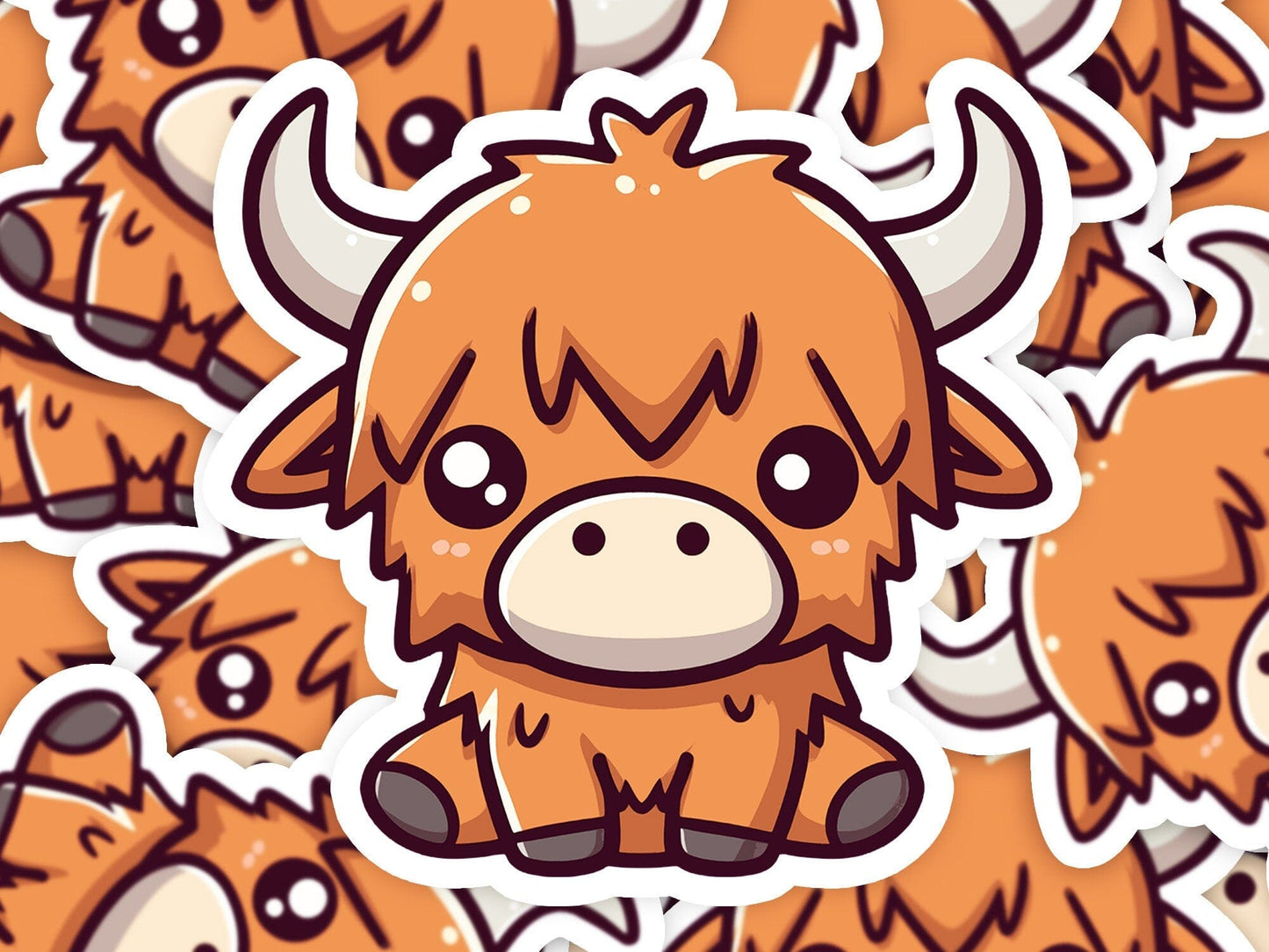 Highland Cow Cute Vinyl Sticker | Dishwasher Safe & Durable | Custom Sizes | Fast Shipping | Made in USA Fiesta Doodle waterproof vinyl sticker. dishwasher safe outdoor sticker.