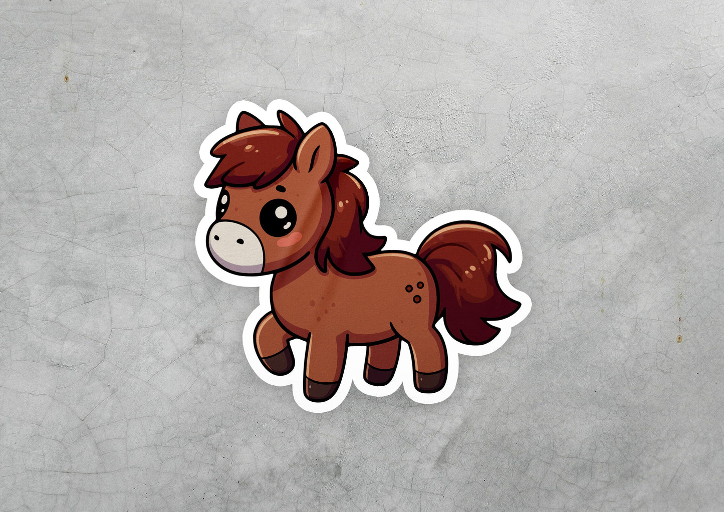 a sticker of a brown horse with a white nose