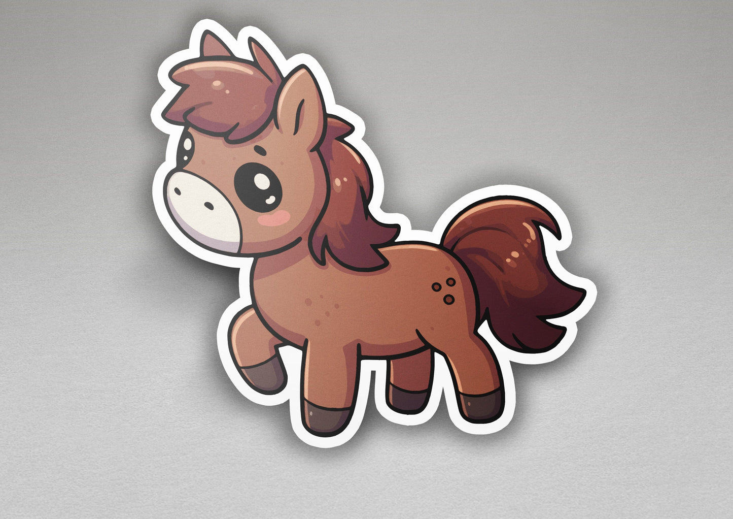 a sticker of a horse with a brown mane