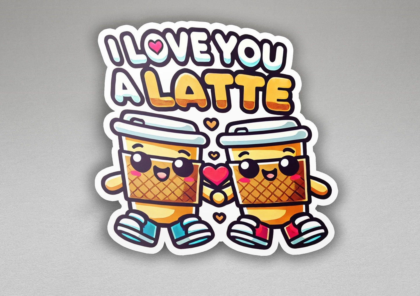 a couple of stickers that are on a table