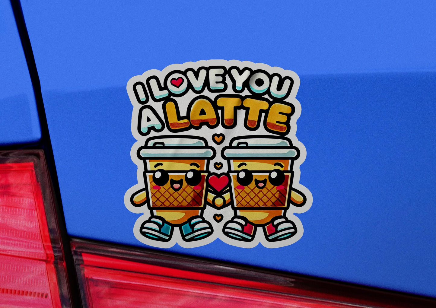 a sticker that says i love you a latte