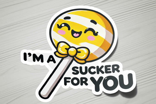 a sticker that says i'm a sucker for you