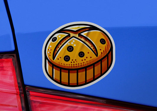 a close up of a car with a sticker on it