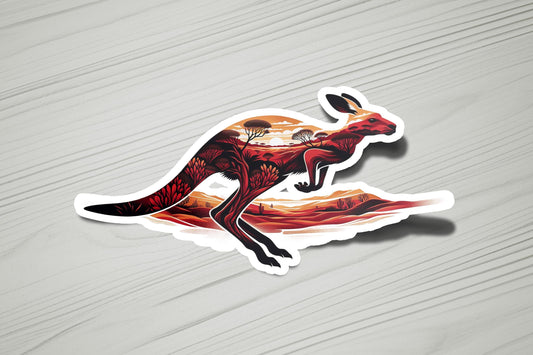 a sticker of a kangaroo on a table